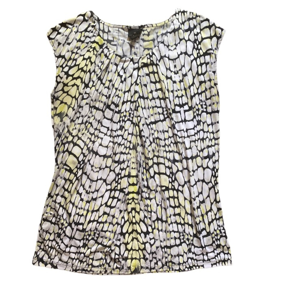 Worthington Patterned White Black Tank Top